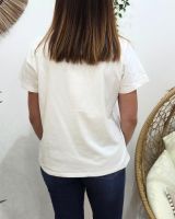 T-Shirt femme blanc broderie madame marron
