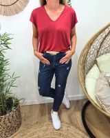 T-Shirt femme uni rouge col V Irènea