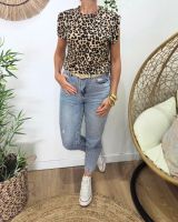 T-Shirt femme léopard à épaulettes 
