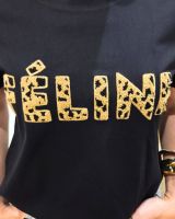 T-Shirt femme noir Féline