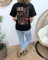 T-shirt femme noir more amor por favor léopard 