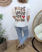 T-shirt femme écru more amor por favor léopard 