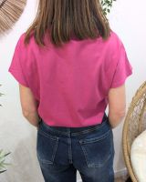 T-Shirt femme fuchsia broderies ajourées Altana