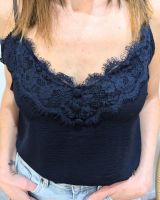 Top femme à bretelles bleu marine Garance