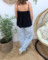 Top femme à bretelles bleu marine Garance