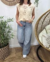 Top femme crochet beige