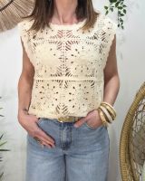 Top femme crochet beige