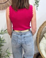 Top femme côtelé rose fuchsia Lucilla