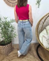 Top femme côtelé rose fuchsia Lucilla