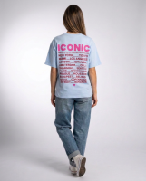T-shirt femme à message imprimé bleu iconic coton col rond