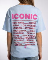 T-shirt femme à message imprimé bleu iconic coton col rond