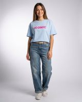 T-shirt femme à message imprimé bleu iconic coton col rond