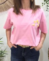 T-shirt femme rose love teddy jaune