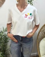 T-shirt femme blanc ICONIC moumoute multicolore