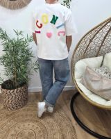 T-shirt femme blanc ICONIC moumoute multicolore