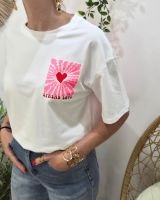 T-Shirt femme blanc Spread love rose et rouge