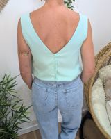 Top femme vert d'eau dos boutonné Célestia