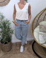 Top femme écru dos boutonné Célestia