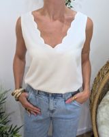 Top femme écru dos boutonné Célestia