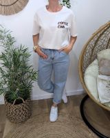 T-shirt femme blanc et marron Coffee Club