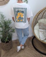 T-shirt femme blanc et vert limoncello