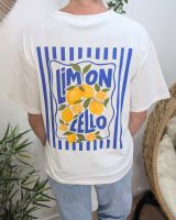 T-shirt femme blanc et bleu limoncello coton