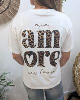 T-shirt femme blanc léopard mia amore per favore