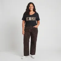 T-Shirt grande taille femme Iconic rock léopard paillettes dorées