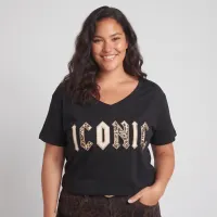 T-Shirt grande taille femme Iconic rock léopard paillettes dorées
