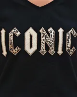 T-Shirt grande taille femme Iconic rock léopard paillettes dorées