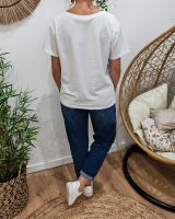 T-Shirt femme blanc La vie est belle rayures léopard