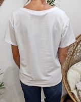 T-Shirt femme blanc La vie est belle rayures léopard