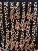 T-Shirt grande taille femme La vie est belle rayures léopard