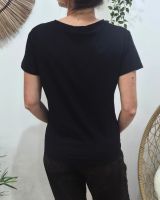 T-Shirt femme noir broderie bichette doré