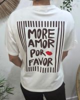 T-shirt femme blanc more amor por favor marron choco