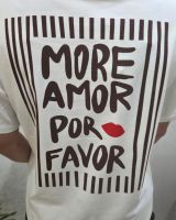 T-shirt femme blanc more amor por favor marron choco