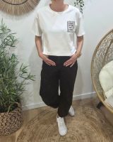 T-shirt femme blanc more amor por favor marron choco
