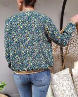 Bombers vert fleurs liberty jaunes grises doré