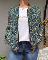 Bombers vert fleurs liberty jaunes grises doré