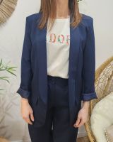 Veste blazer femme unie bleu marine