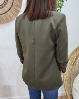 Blazer femme manches plissées kaki