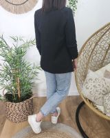 Blazer femme manches plissées noir