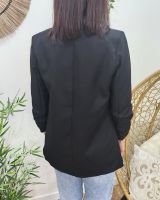 Blazer femme manches plissées noir
