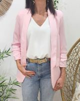 Blazer femme manches plissées rose baby