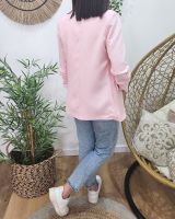 Blazer femme manches plissées rose baby
