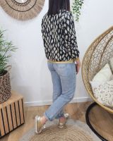 Bombers femme noir feuilles écrues à pois taupes
