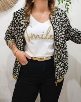 Bombers femme noir léopard beige liseré brillant