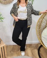 Bombers femme noir léopard beige liseré brillant