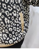 Bombers femme noir léopard beige liseré brillant
