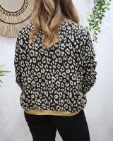 Bombers femme noir léopard beige liseré brillant